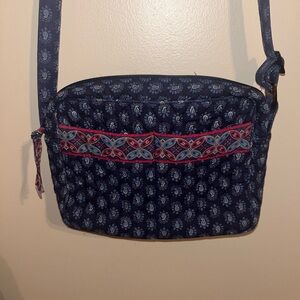 Vintage Vera Bradley CLASSIC NAVY 90s Crossbody Purse Handbag Navy Red